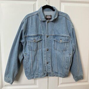 Vintage Bugle Boy Jean Jacket Mens Denim Trucker Gold Crest Millennium 90s